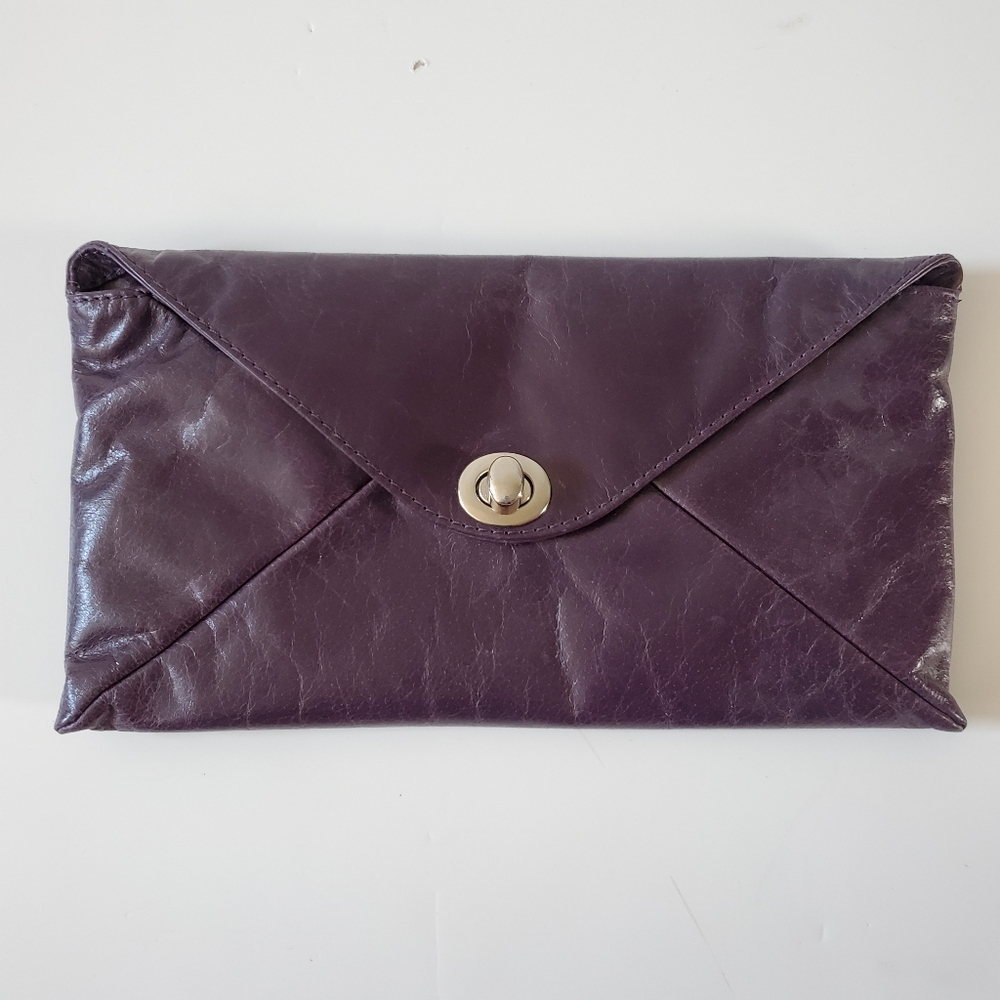 Feet First Deep Purple Leather Clutch/Wristlet